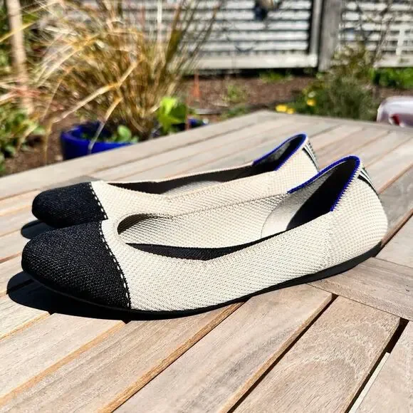 Rothys Tuxedo The Square Slip On Ballet Flat Shoes Size 9.5 / Excellent - Picture 2 of 14